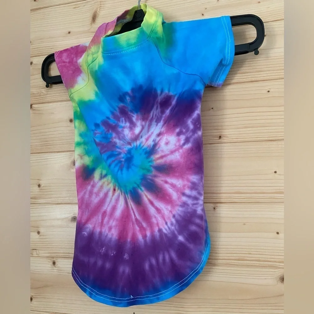Pet Tee Medium Tie Dye Dog Shirt Color Splash ArtMinds Fun Styling Vibes Bright